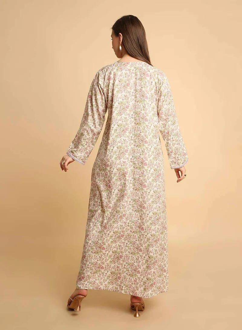 HANA & SARA  Arabic Long Traditional Printed Jalabiya Dress For Womens  | Best Price UAE